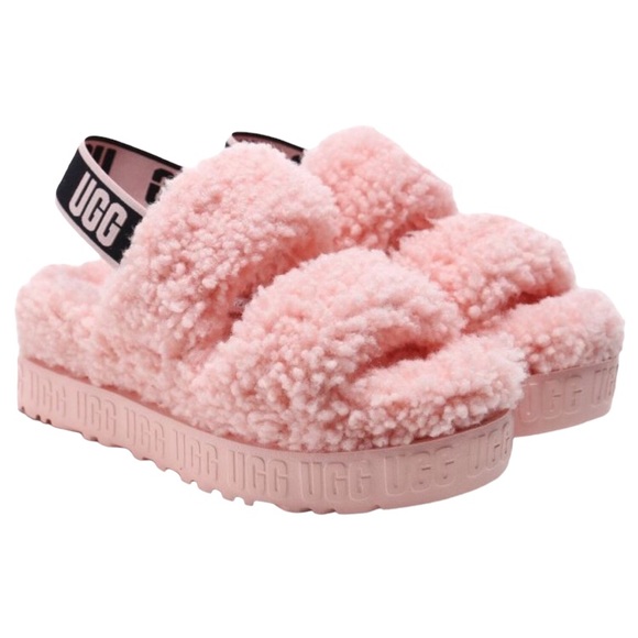 Pink UGG FUFITA fur sandals - Picture 2 of 6